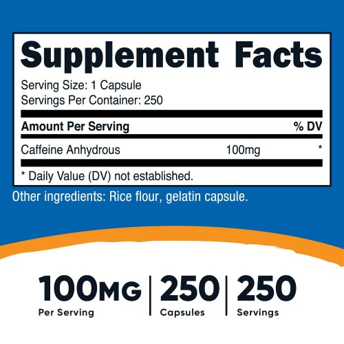 AMZ Caffeine 100MG 250CAPS SuppFacts