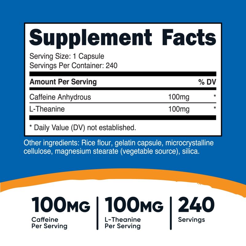 AMZ Caffeine Theanine 100MG 240CAP SuppFacts