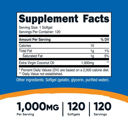 AMZ CoconutOil 1000MG 120SFG SuppFacts