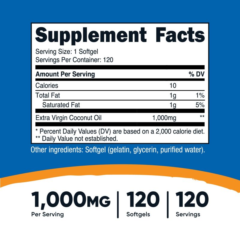 AMZ CoconutOil 1000MG 120SFG SuppFacts