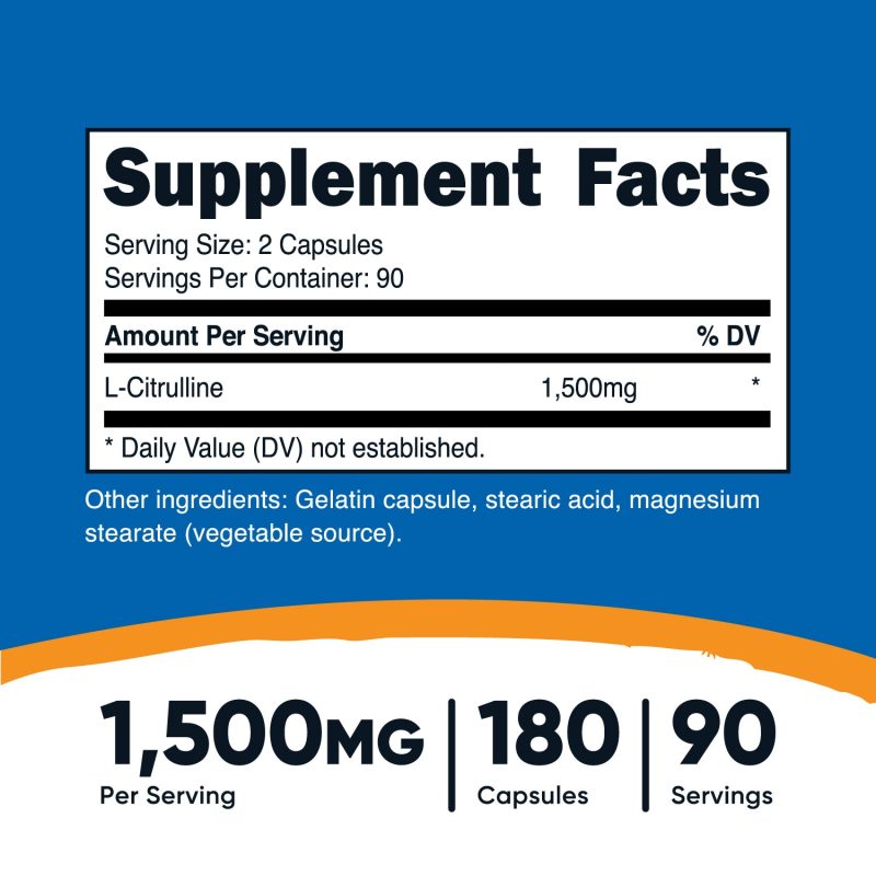 AMZ L Citrulline 180CAP 750MG 400cc SuppFacts