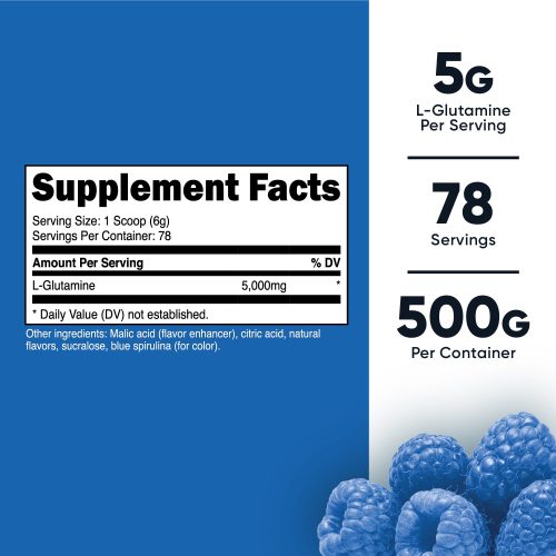 AMZ L Glutamine BlueRaspberry 500G SuppFacts