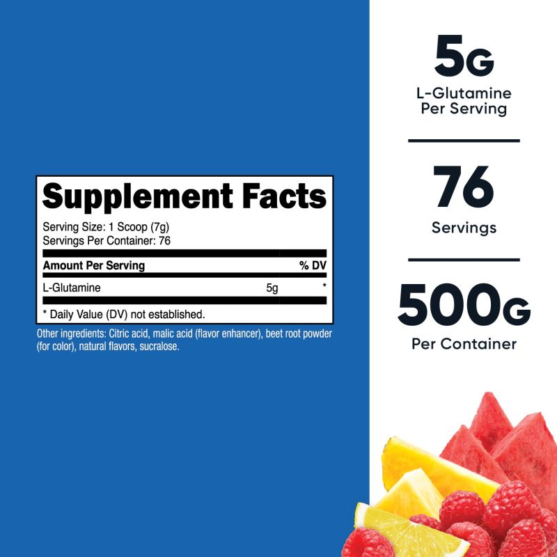 AMZ L Glutamine FruitPunch 500G SuppFacts