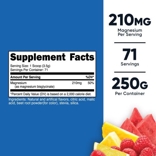 AMZ MagnesiumGlycinate FruitPunch 250G SuppFacts