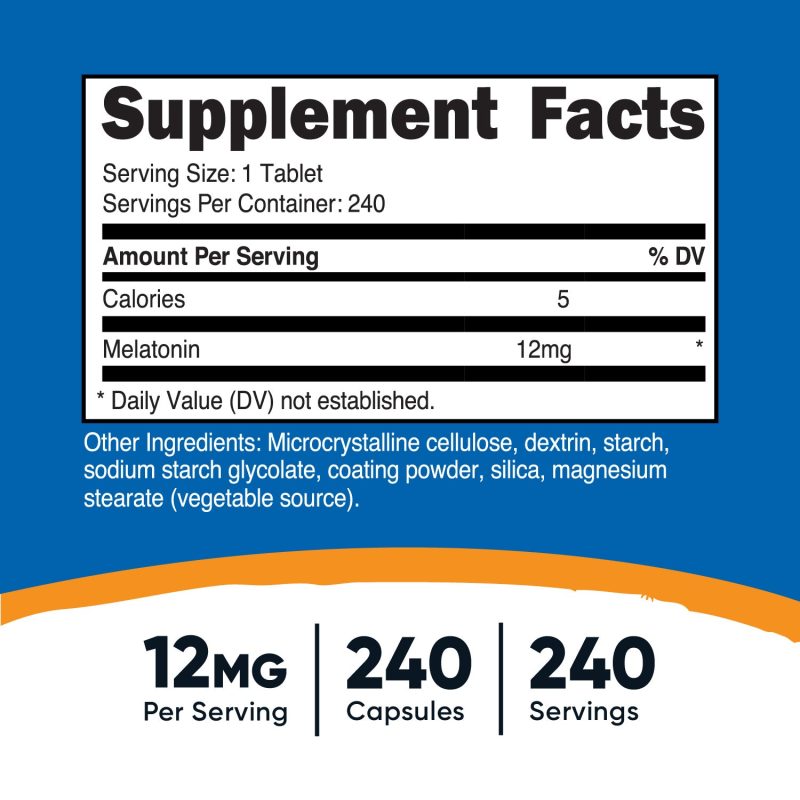 AMZ Melatonin 12MG 240TABS SuppFacts