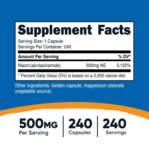 AMZ Niacinamide 500GMG 240CAPS SuppFacts