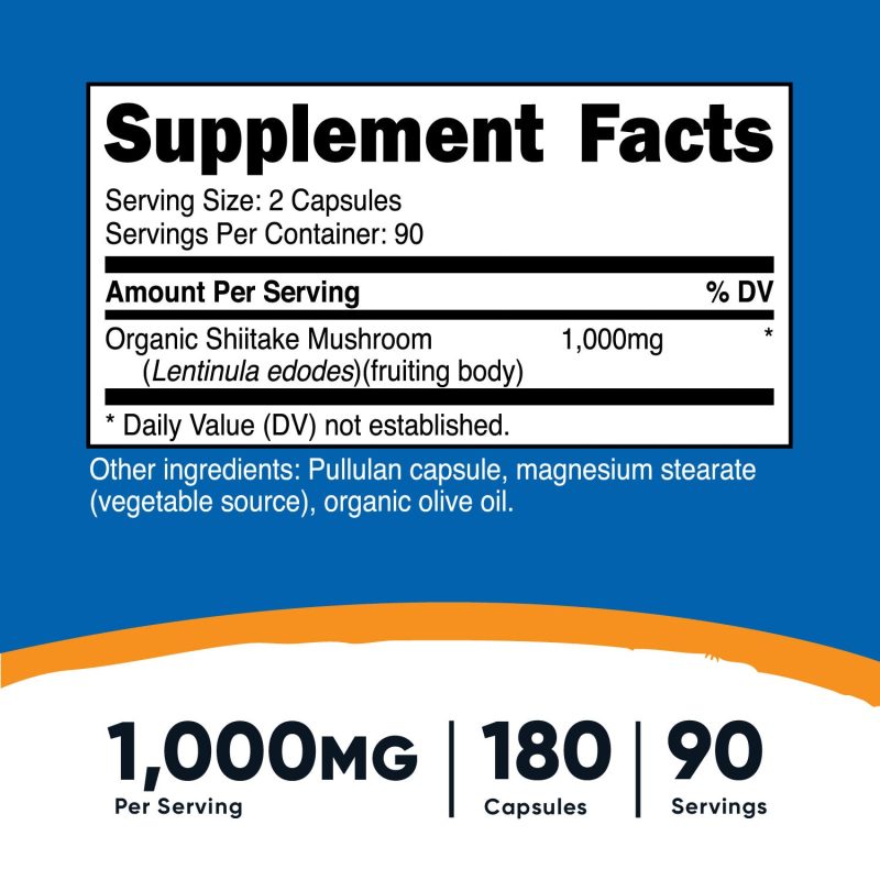 AMZ ShiitakeMushroom 180CAP 500MG SuppFacts