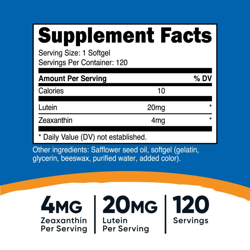 AMZ Zeaxanthin Lutein Softgels 120SFG SuppFacts