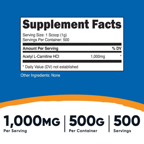 AZN Acetyl L Carnitine Powder UF 500GM 46oz SuppFacts