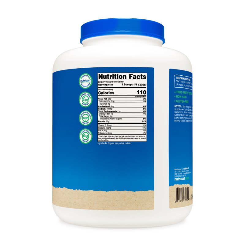 NTC OrganicPeaProtein 5LBS 1.8GAL NFP Square