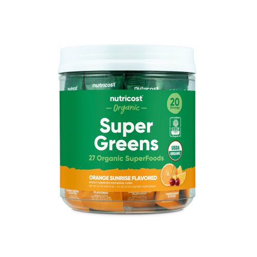 NTC Organic SuperGreensOrangeSunrise 20SPK 55OZCLEAR Front1 Square