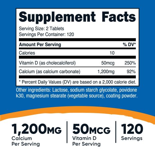 nutricost calcium with vitamin d3 tablets 381485