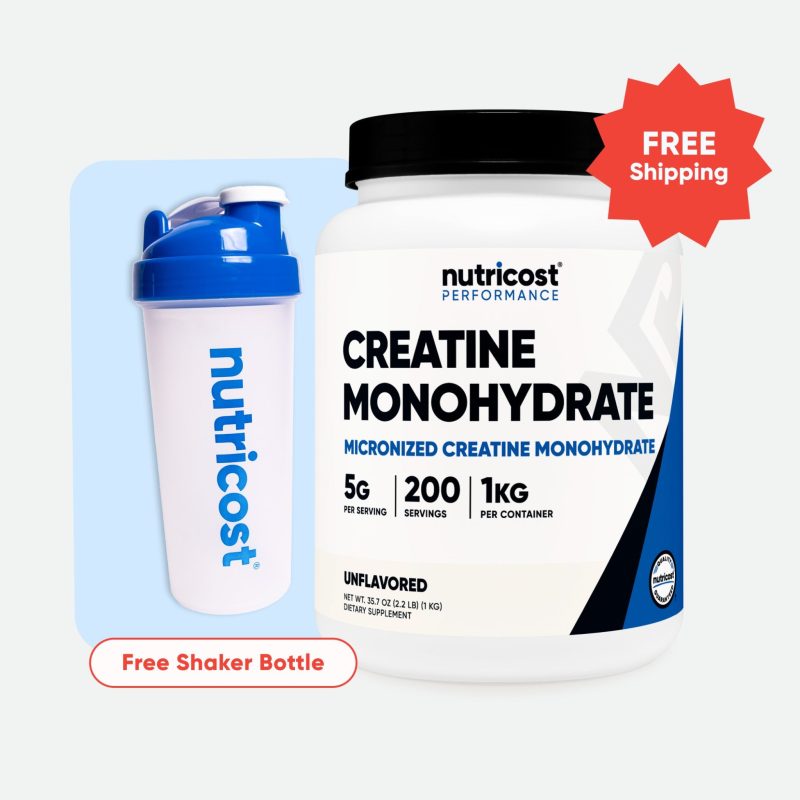 Nutricost Creatine Monohydrate Powder 1Kg + FREE Shaker - Nutricost