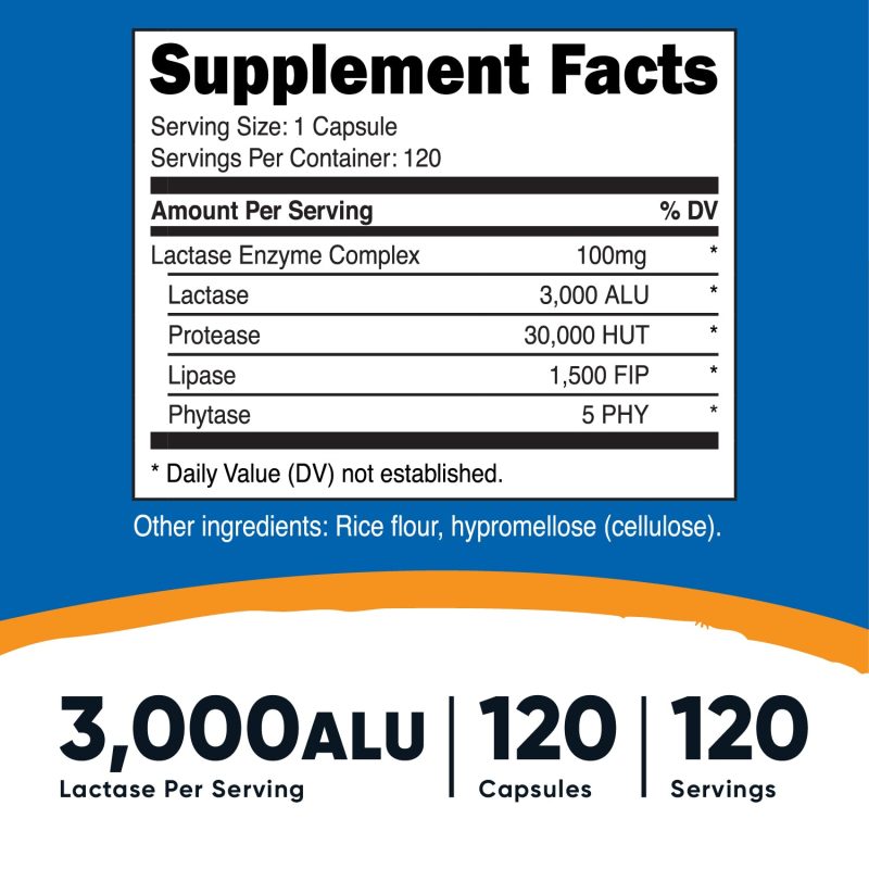 nutricost lactase enzyme complex capsules 129651