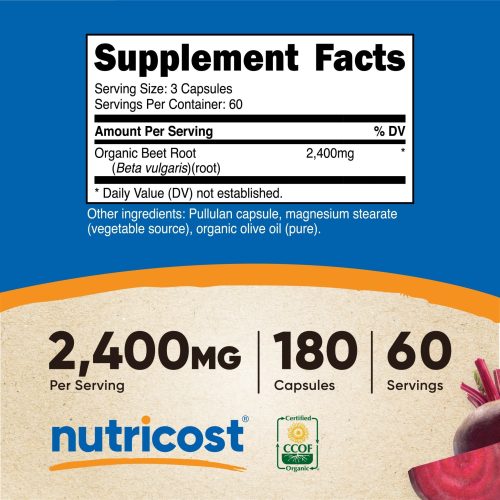 nutricost made with organic beet root capsules 827791