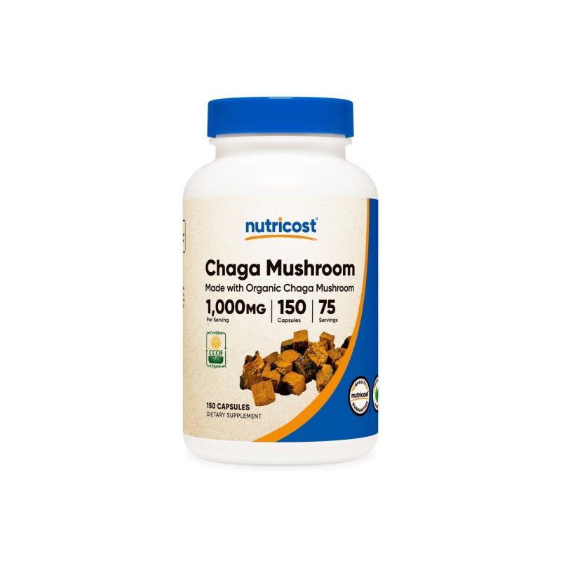 nutricost made with organic chaga mushroom capsules 923263