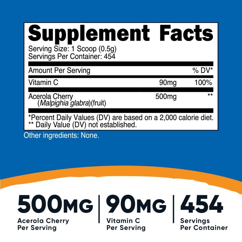 nutricost natural vitamin c acerola cherry powder 930625