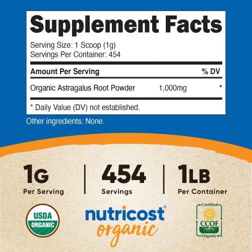 nutricost organic astragalus root powder 870564