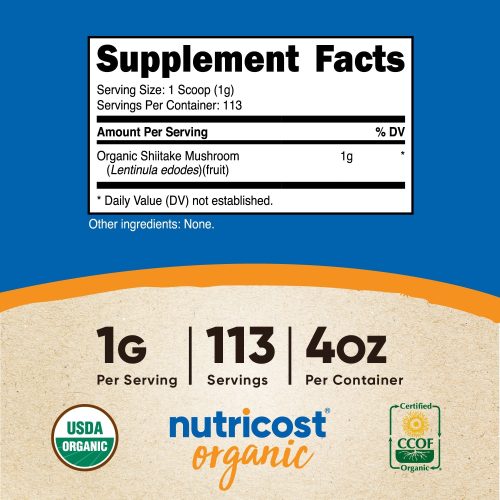 nutricost organic shiitake mushroom powder 166361