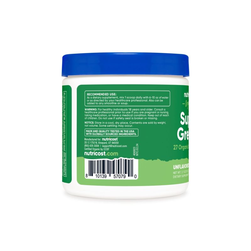 nutricost organic super greens powder 10 servings 612468