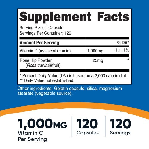 nutricost vitamin c with rose hips capsules 653371